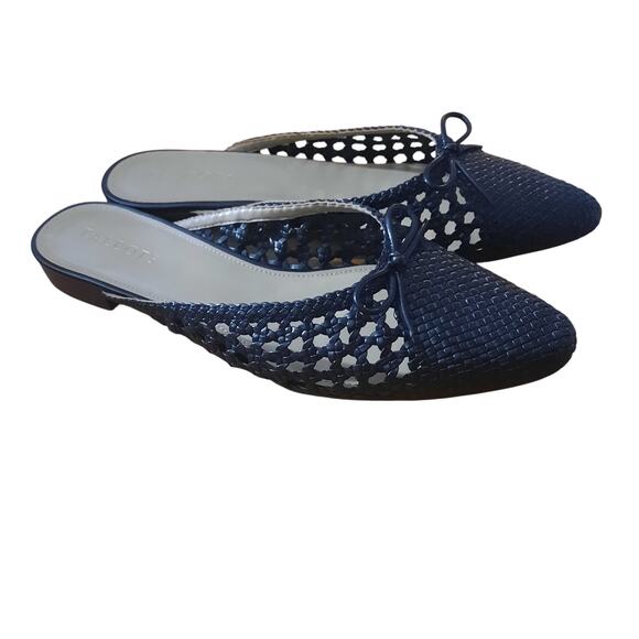 Talbots Edison Womens Almond Toe Open Back Bow Detail Black Mules Size 9 1/2 - Picture 1 of 8